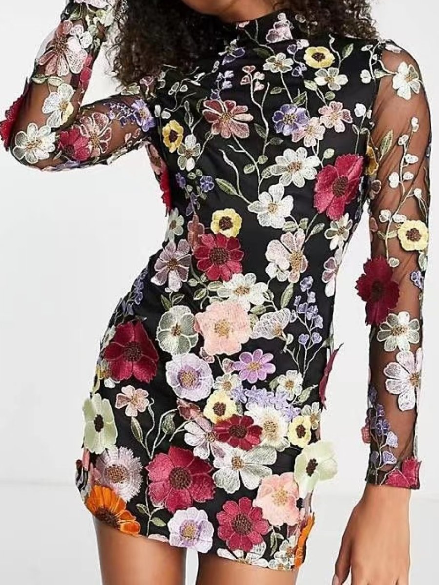 3D Floral Fashion Dress - Elegant Sustainable Design for All-Season Wear