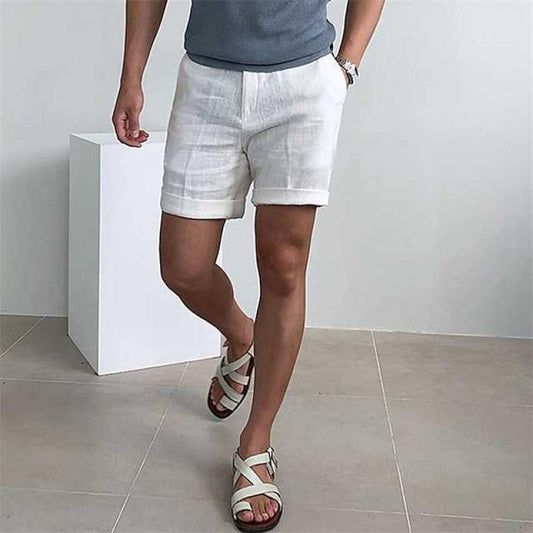 Men’s Linen Shorts – Relaxed Fit – Cuffed Hem – Lightweight Breathable Fabric