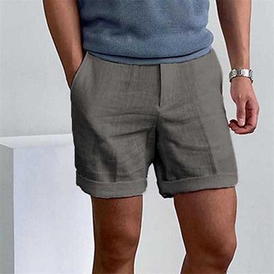 Men’s Casual Shorts – Relaxed Fit – Natural Fibers – Above Knee – Cuffed Hem