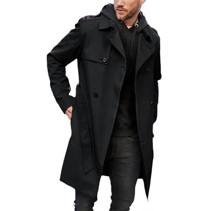 Men’s Trench Coat – Tailored Fit – Double-Breasted – Belted – Breathable Blend