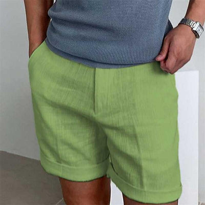 Men’s Casual Shorts – Relaxed Fit – Natural Fibers – Above Knee – Cuffed Hem