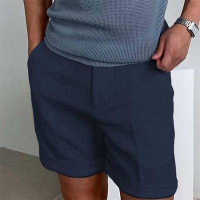 Men’s Casual Shorts – Relaxed Fit – Natural Fibers – Above Knee – Cuffed Hem