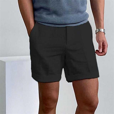 Men’s Casual Shorts – Relaxed Fit – Natural Fibers – Above Knee – Cuffed Hem