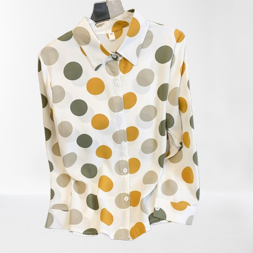 Polka dot button-up shirt for women