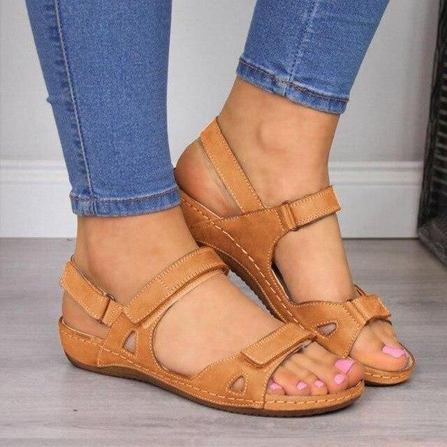 Women's Sandals - Adjustable Straps - Open Toe - Comfortable Flat Sole - Casual Wear