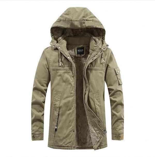 Hooded mid-length coat for men