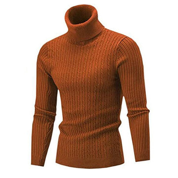 Klassieke heren turtleneck sweater met textuur kabelgebreid patroon