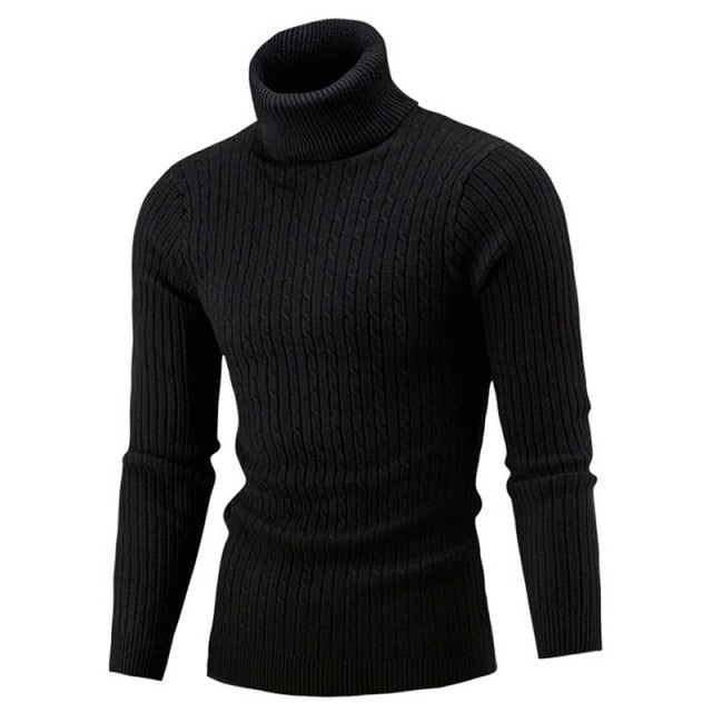 Klassieke heren turtleneck sweater met textuur kabelgebreid patroon