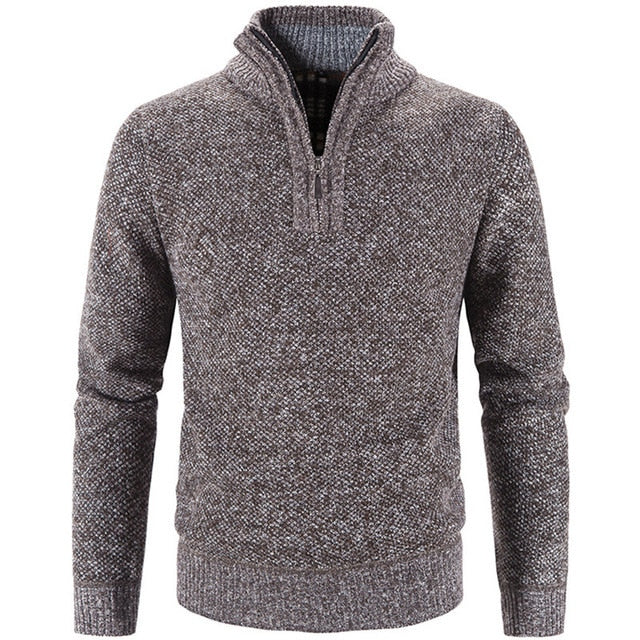 Men’s Knit Pullover Sweater - Wool Blend - Quarter Zip - Ribbed Collar - Classic Fit