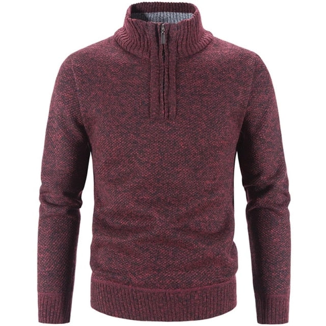 Men's knitted pullover with half-zip