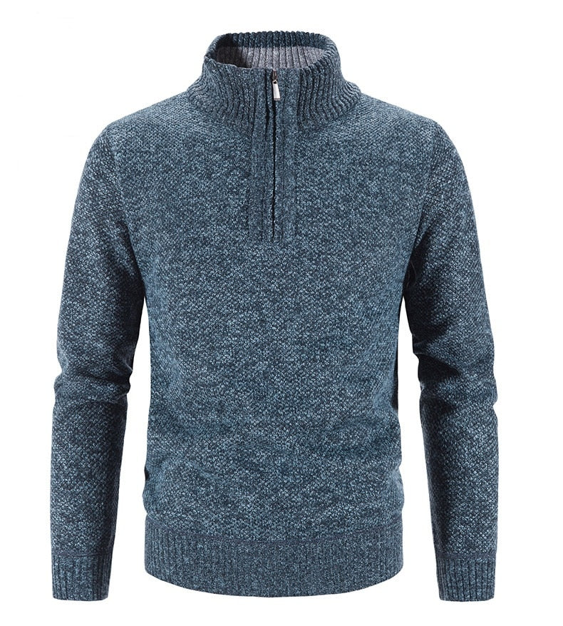 Men's knitted pullover with half-zip