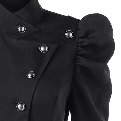 Women's medieval retro jacket with standing collar and mid length