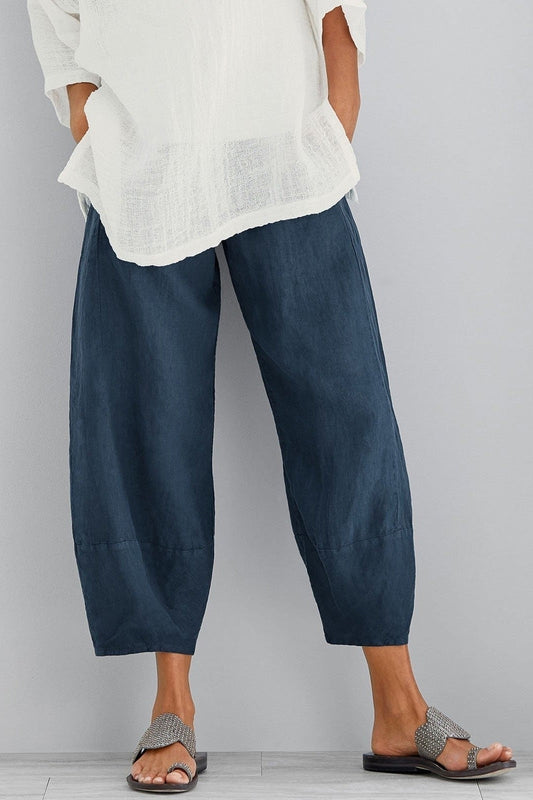 Women’s Casual Pants – Relaxed Fit – Wide Leg – Full Length – Breathable Blend – With Pockets