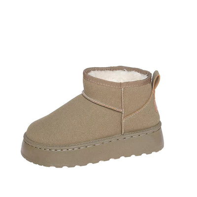 Women's Ankle Boots - Suede Finish - Plush Lining - Slip-On - Rugged Sole