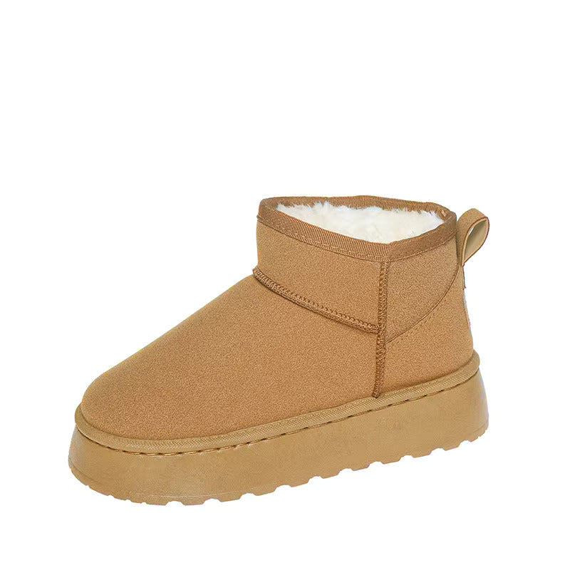 Women's Ankle Boots - Suede Finish - Plush Lining - Slip-On - Rugged Sole
