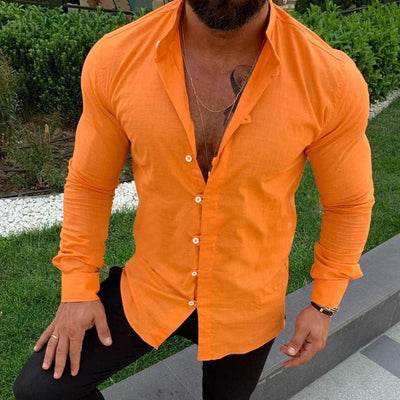 Men’s Button-Up Shirt – Slim Fit – Natural Fibers – Long Sleeve Smart Casual