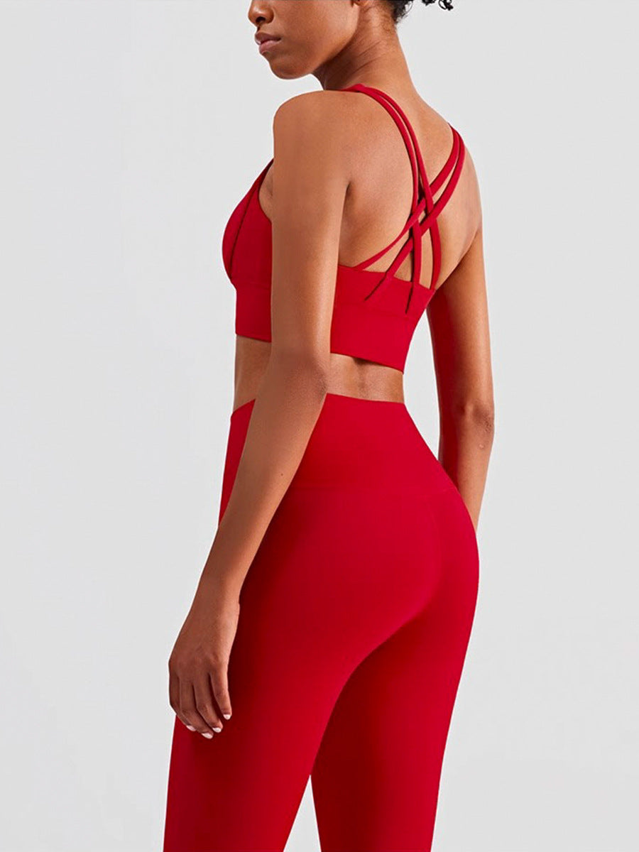 Women's Activewear Set - High-Waisted Leggings & Racerback Sports Bra - Gym & Yoga Fit