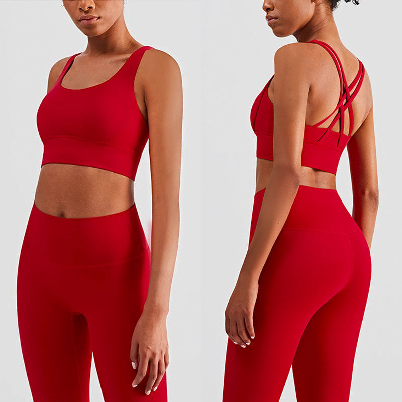 Women's Activewear Set - High-Waisted Leggings & Racerback Sports Bra - Gym & Yoga Fit