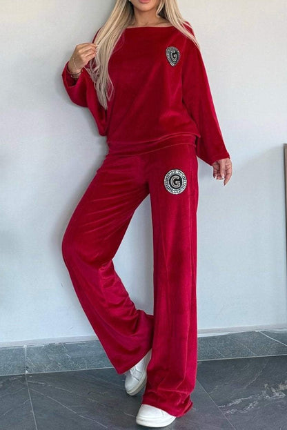 Women's Loungewear Set - Velvety Soft - Oversized Top & Wide-Leg Trousers - Relaxed Fit