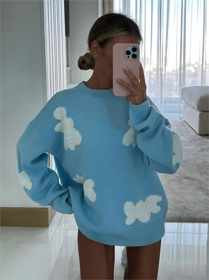 Women's loose fit sweater heart print