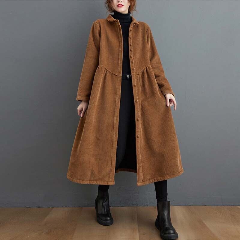 Women's Button-Down Midi Dress - Textured Fabric - Relaxed Fit - Long Sleeve Collared