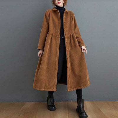 Women's Button-Down Midi Dress - Textured Fabric - Relaxed Fit - Long Sleeve Collared