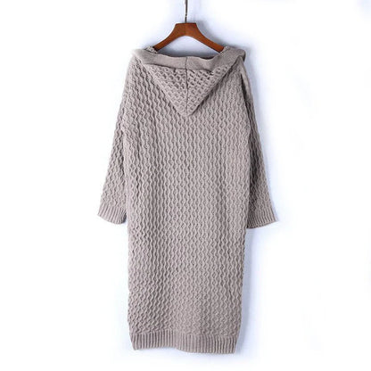 Women’s Cardigan – Chunky Knit – Oversized Fit – Hooded Cable Knit Longline Style