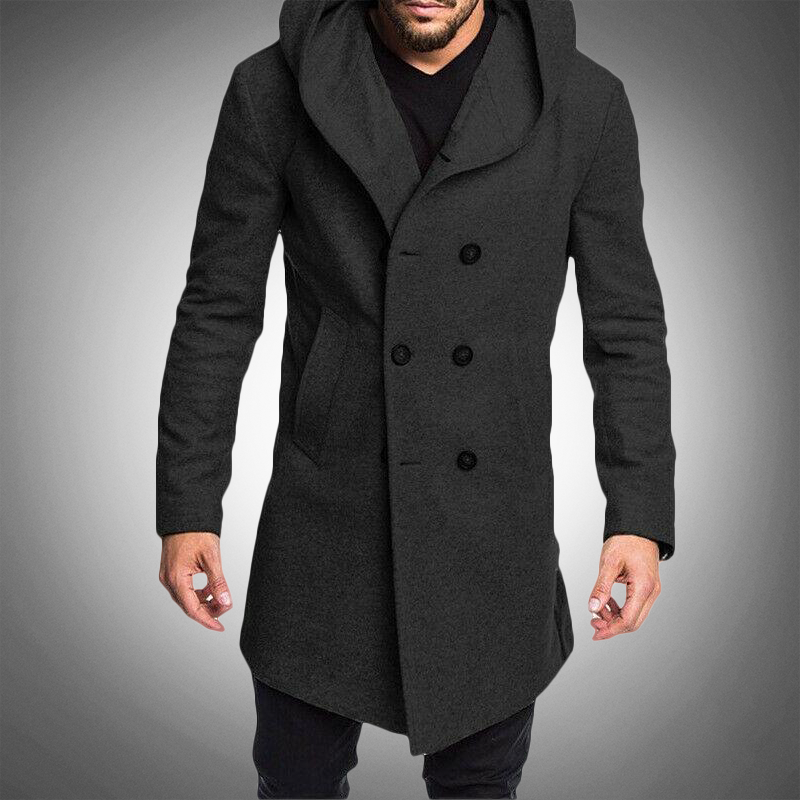 Dion - heren lange trenchcoat met capuchon