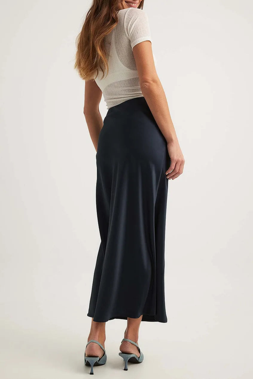 Women's Maxi Skirt - Sleek Satin - Flowing A-Line Silhouette - Elegant Formal Wear