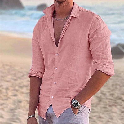 Men’s Button-Up Shirt – Relaxed Fit – Long Sleeve – Natural Fibers – Casual Wear