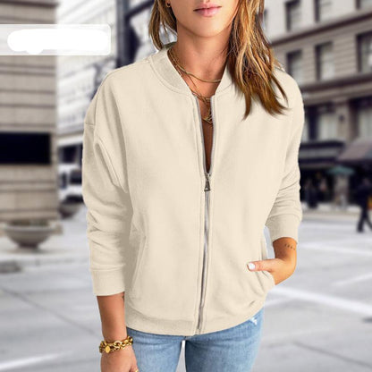 Women’s Bomber Jacket – Relaxed Fit – Lightweight Breathable Layer – Zip Front – Ribbed Trim