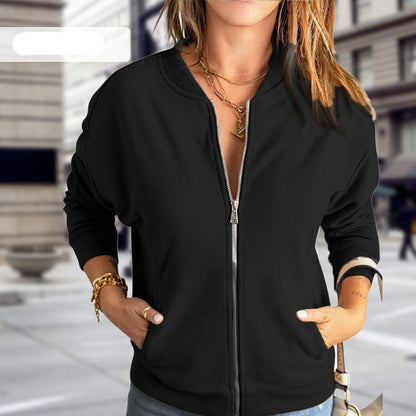 Women’s Bomber Jacket – Relaxed Fit – Lightweight Breathable Layer – Zip Front – Ribbed Trim