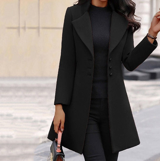 Women’s Tailored Coat – Slim Fit – Notched Lapel – Mid Length