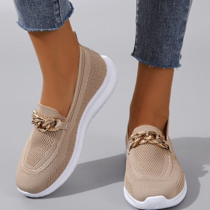 Women's breathable chunky sneakers with chain design