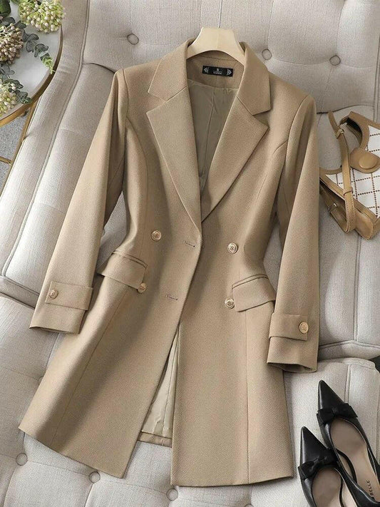 Women’s Trench Coat – Tailored Fit – Mid-Length – Double-Breasted – Breathable Fabric
