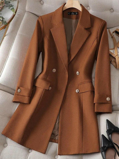 Women’s Trench Coat – Tailored Fit – Mid-Length – Double-Breasted – Breathable Fabric