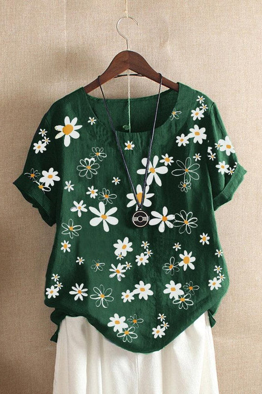 Women’s T-Shirt – Relaxed Fit – Floral Print – Soft Knit – Short Sleeve Everyday Style