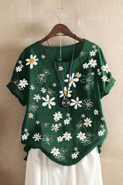 Women’s T-Shirt – Relaxed Fit – Floral Print – Soft Knit – Short Sleeve Everyday Style