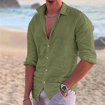 Men’s Button-Up Shirt – Relaxed Fit – Long Sleeve – Natural Fibers – Casual Wear