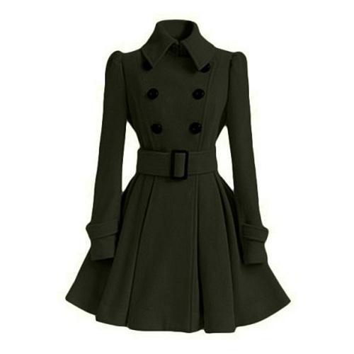 Dames winter windbreaker retro midi trenchcoat