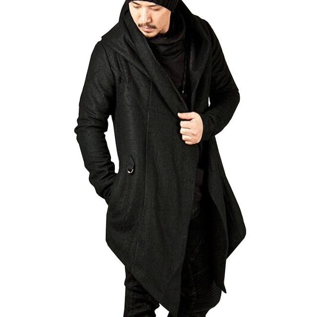 Hooded jacket with irregular hem for men