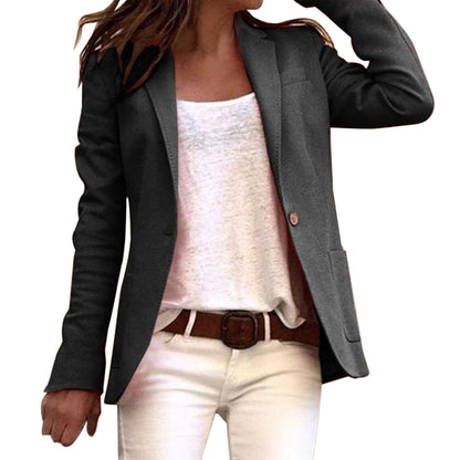 Women’s Blazer – Slim Fit – Tailored Waist – Notched Lapel – Single Button Closure