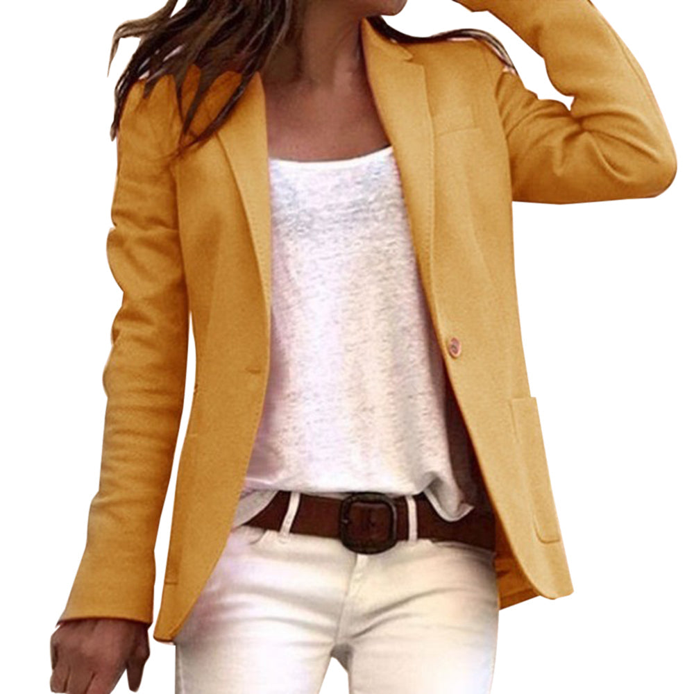 Women’s Blazer – Slim Fit – Tailored Waist – Notched Lapel – Single Button Closure
