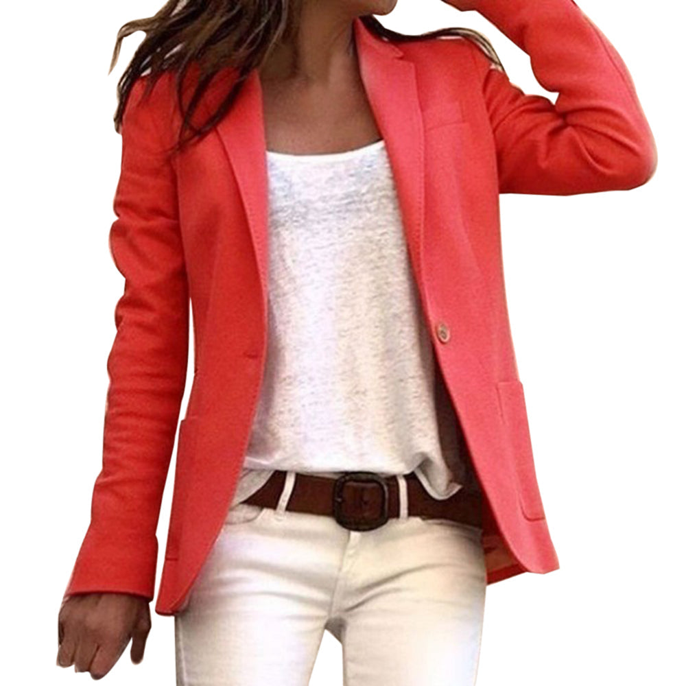 Women’s Blazer – Slim Fit – Tailored Waist – Notched Lapel – Single Button Closure