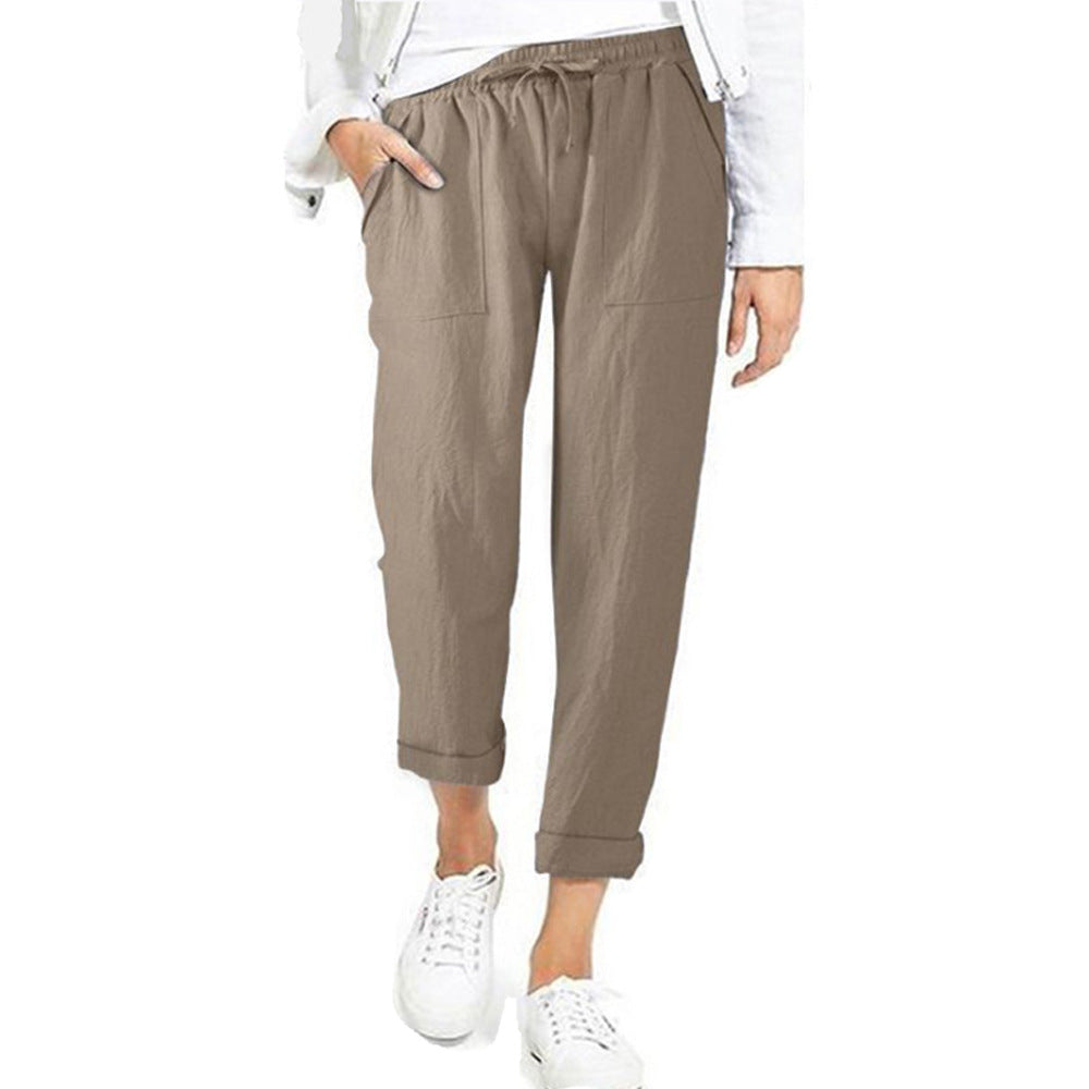 Women's wide pants with drawstring and detachable