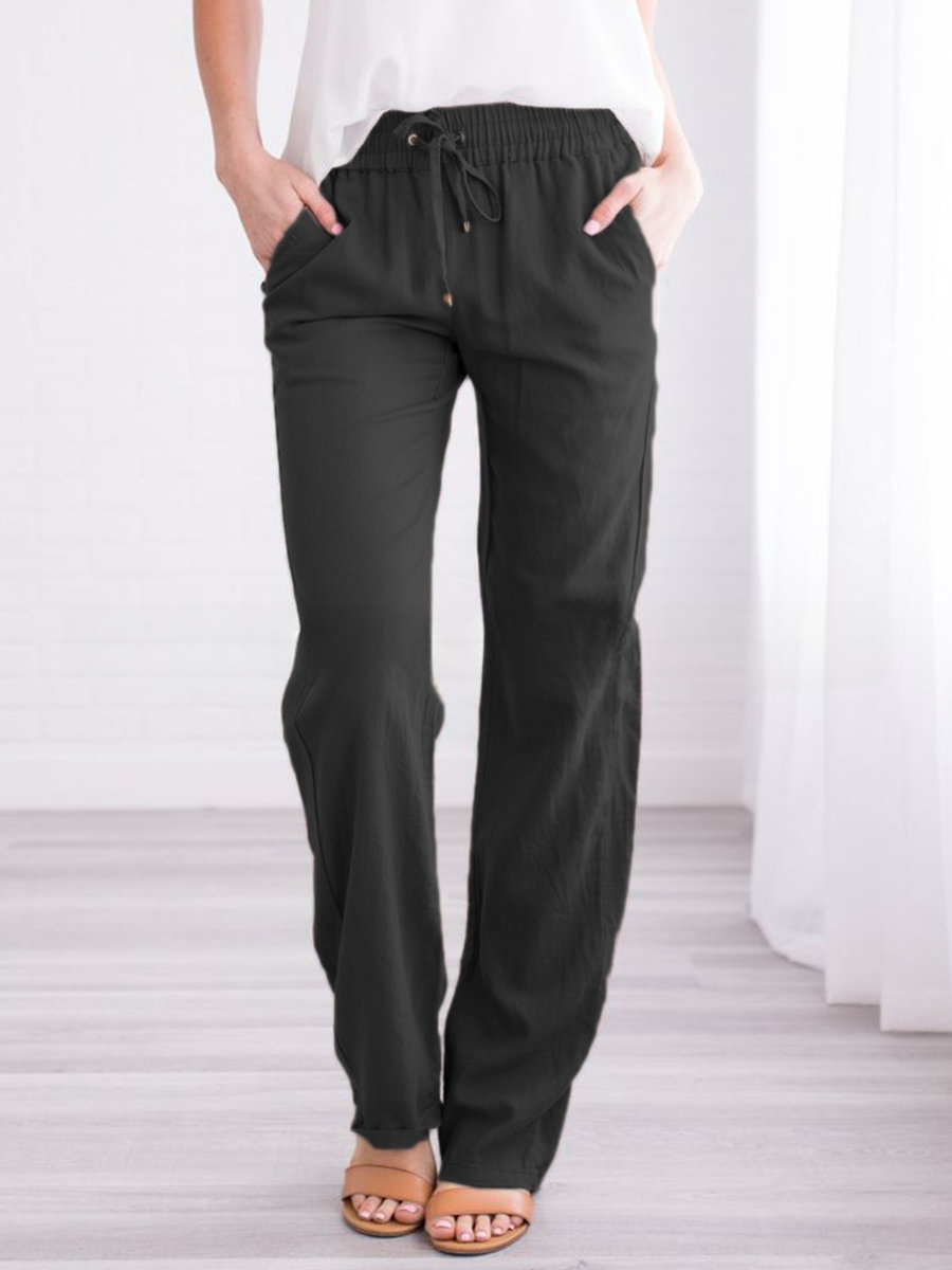 Women's wide pants with drawstring and detachable