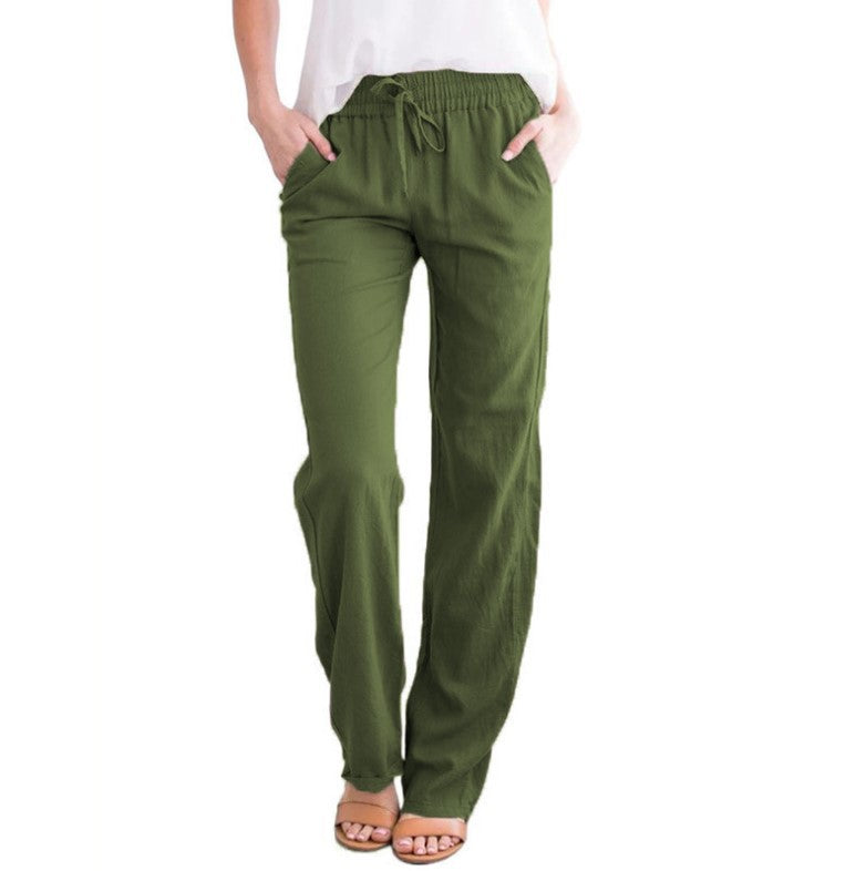 Women's wide pants with drawstring and detachable