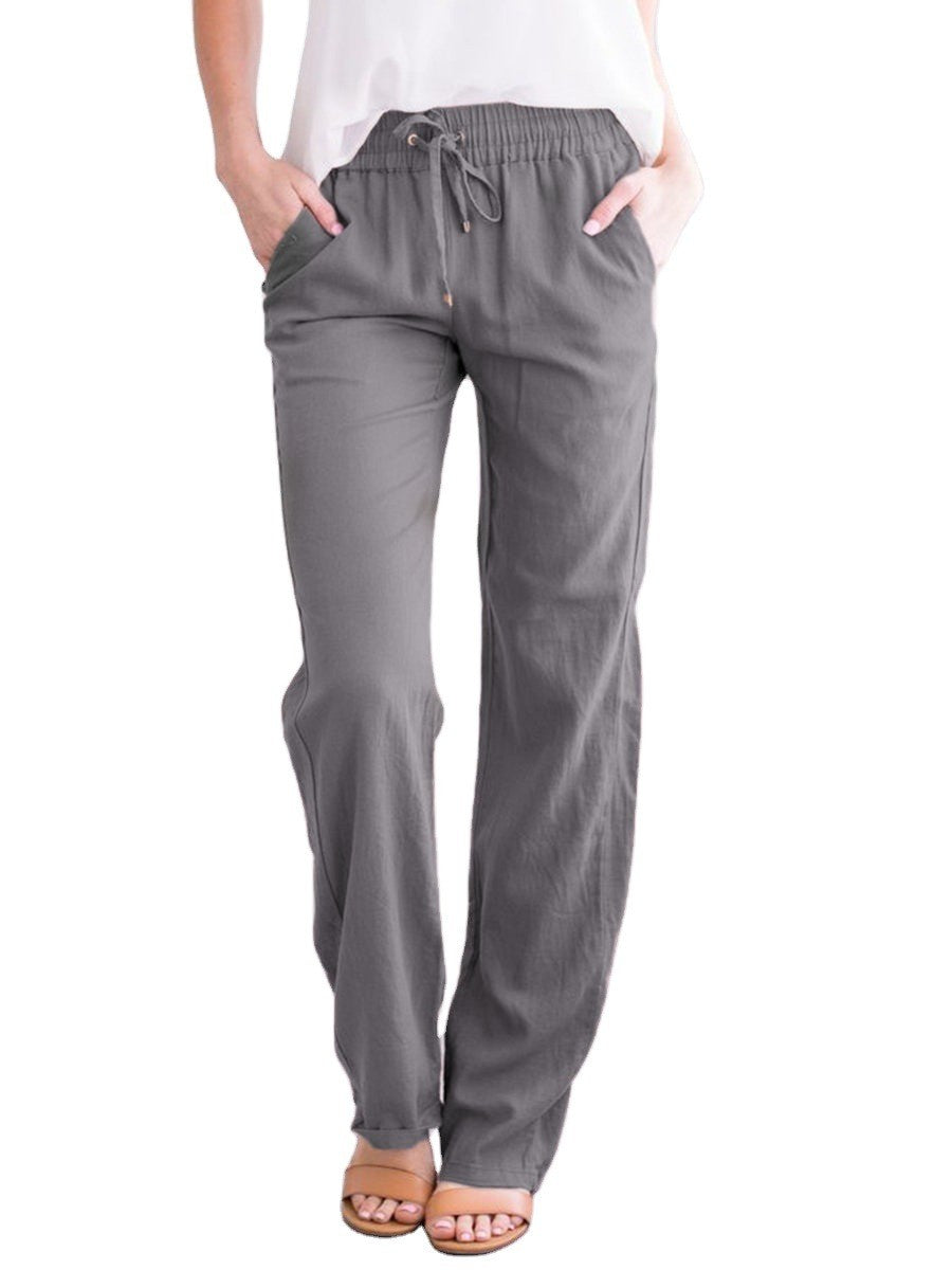 Women's wide pants with drawstring and detachable