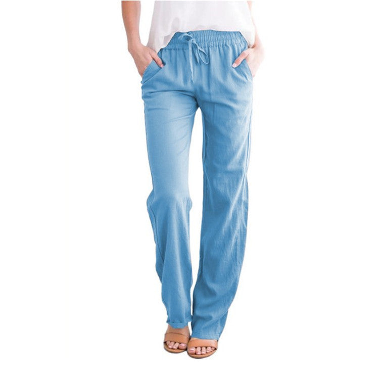 Women's wide pants with drawstring and detachable