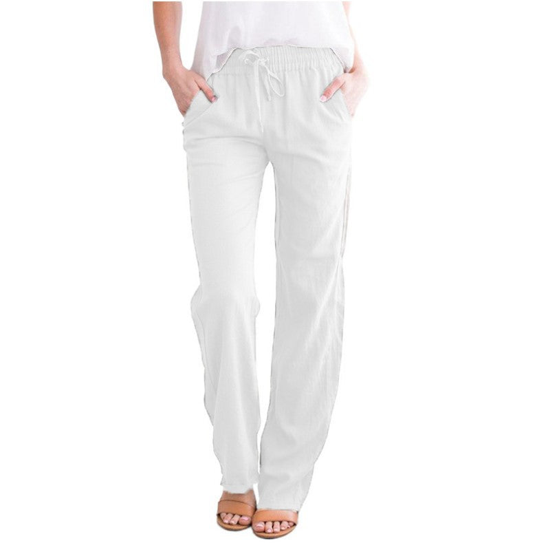 Women's wide pants with drawstring and detachable